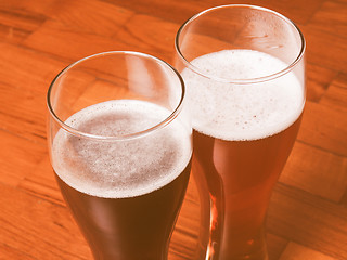 Image showing Retro looking Two glasses of German beer