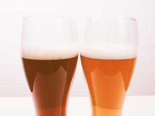 Image showing Retro looking Two glasses of German beer