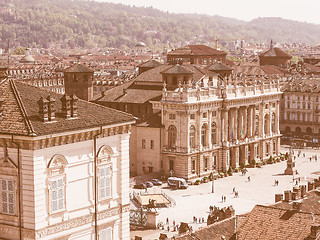 Image showing Retro looking Piazza Castello Turin