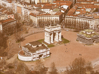 Image showing Retro looking Milan aerial view