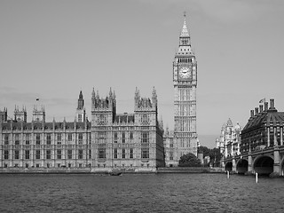 Image showing Black and white Houses of Parliament in London