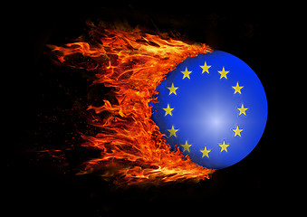 Image showing Flag with a trail of fire - European Union