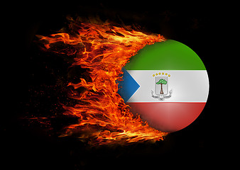 Image showing Flag with a trail of fire - Equatorial Guinea