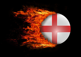 Image showing Flag with a trail of fire - England