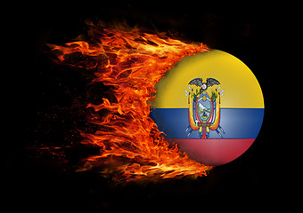 Image showing Flag with a trail of fire - Ecuador