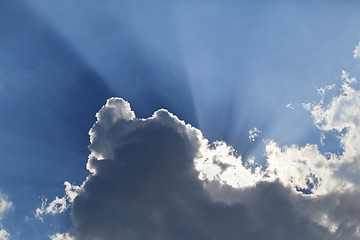 Image showing Sun rays through a cloud