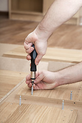 Image showing Hands with a screwdriver