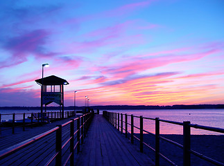 Image showing pier in sunset