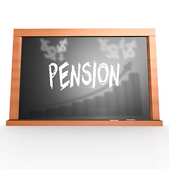 Image showing Black board with pension word