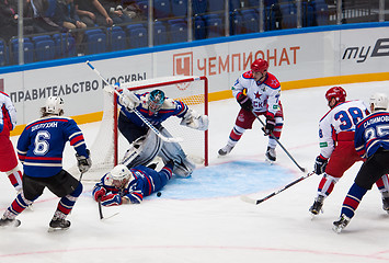 Image showing A. Ledovskih (27) fall into the gate