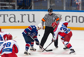 Image showing A. Nikolishin (38) and D. Chervyakov on faceoff