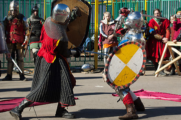 Image showing Two knights fight