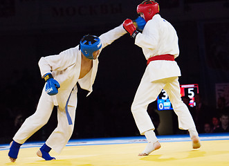 Image showing Gamidullaev R. (R) and Razavi R. (B) fight