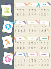 Image showing Cool calendar with color tapes for 2016