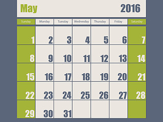 Image showing Blue green colored 2016 january calendar