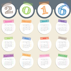 Image showing Fancy calendar with color tapes for 2016