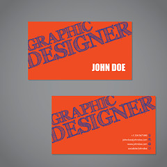 Image showing Scribbled text business card in orange blue and white color comb