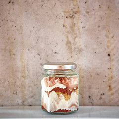 Image showing Homemade cheesecake in a glass jar