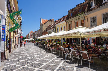 Image showing Outdoor cafe at Republic street, near Council Square, Brasov