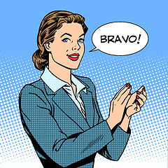 Image showing woman applause bravo concept of success