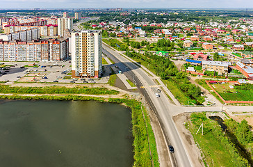 Image showing Bird eye view on Tura neighborhood. Tyumen. Russia