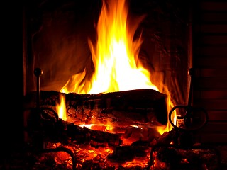 Image showing Open wood fire