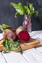 Image showing Beetroots rustic wooden table 