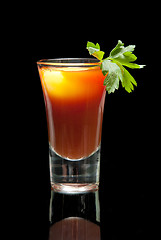 Image showing shot cocktail closeup on the black background