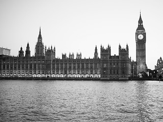 Image showing Black and white Houses of Parliament in London