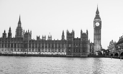 Image showing Black and white Houses of Parliament in London