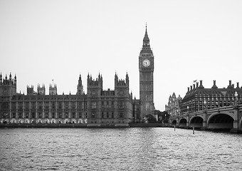 Image showing Black and white Houses of Parliament in London