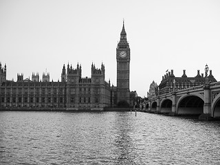 Image showing Black and white Houses of Parliament in London