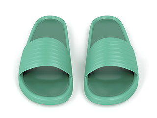 Image showing Front view of green slippers