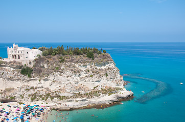 Image showing Top view of the church located on the island of Tropea, Calabria