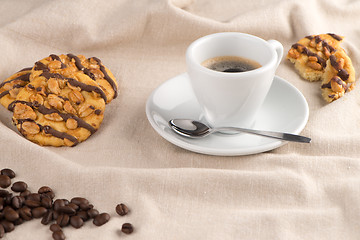 Image showing White coffee cup with coffee