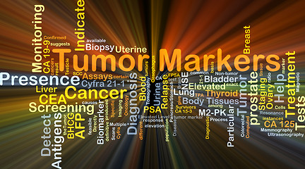 Image showing Tumor markers background concept glowing