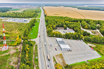 Image showing Aerial view of intercity road. Tyumen. Russia