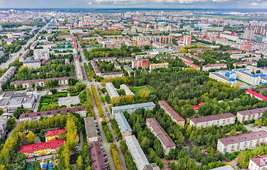 Image showing Aerial urban view on Rizhskaya street. Tyumen