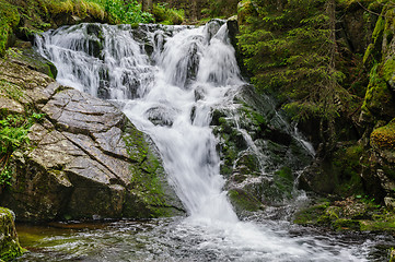 Image showing waterfall in deep forest at mountains