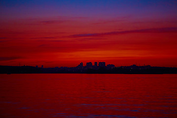 Image showing Sunrise over the river