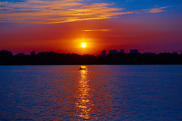 Image showing Sunrise over the river