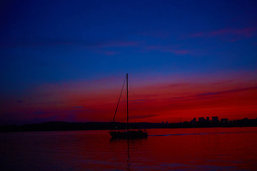 Image showing Sunrise over the river