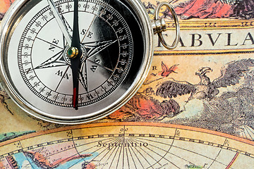 Image showing Compass and map