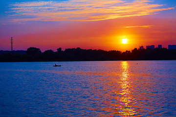 Image showing Sunrise over the river