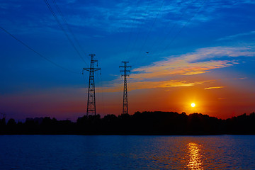 Image showing Sunrise over the river