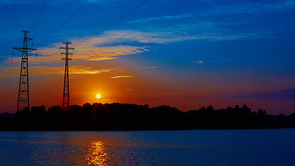 Image showing Sunrise over the river