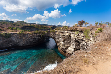 Image showing tunnel crater coastline at Nusa Penida island