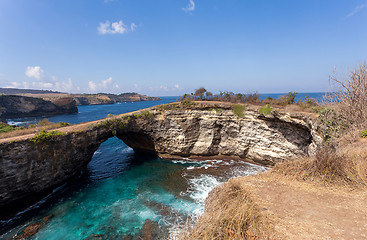 Image showing tunnel crater coastline at Nusa Penida island