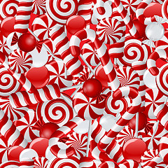 Image showing Seamless background with red and white candies. 