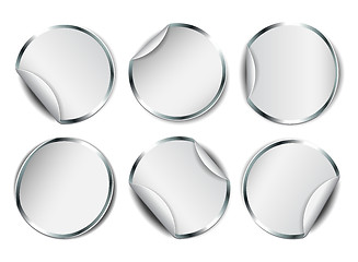 Image showing Set of white round promotional stickers